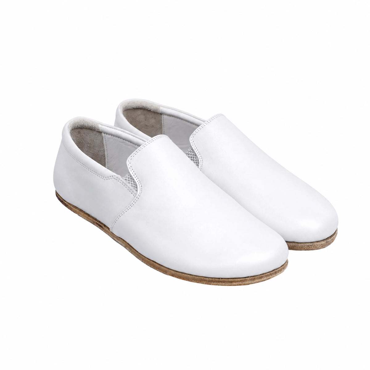 Smooth Barefoot Slip-On Shoes – Classic Sole — Leather Sole – White