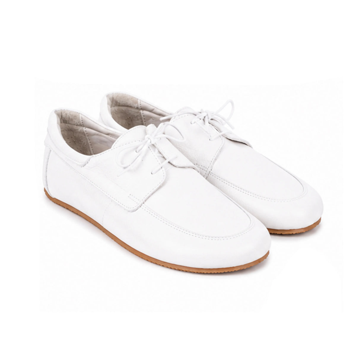 Smooth Barefoot Laces Penny Loafer Shoes – Rubber Sole – White