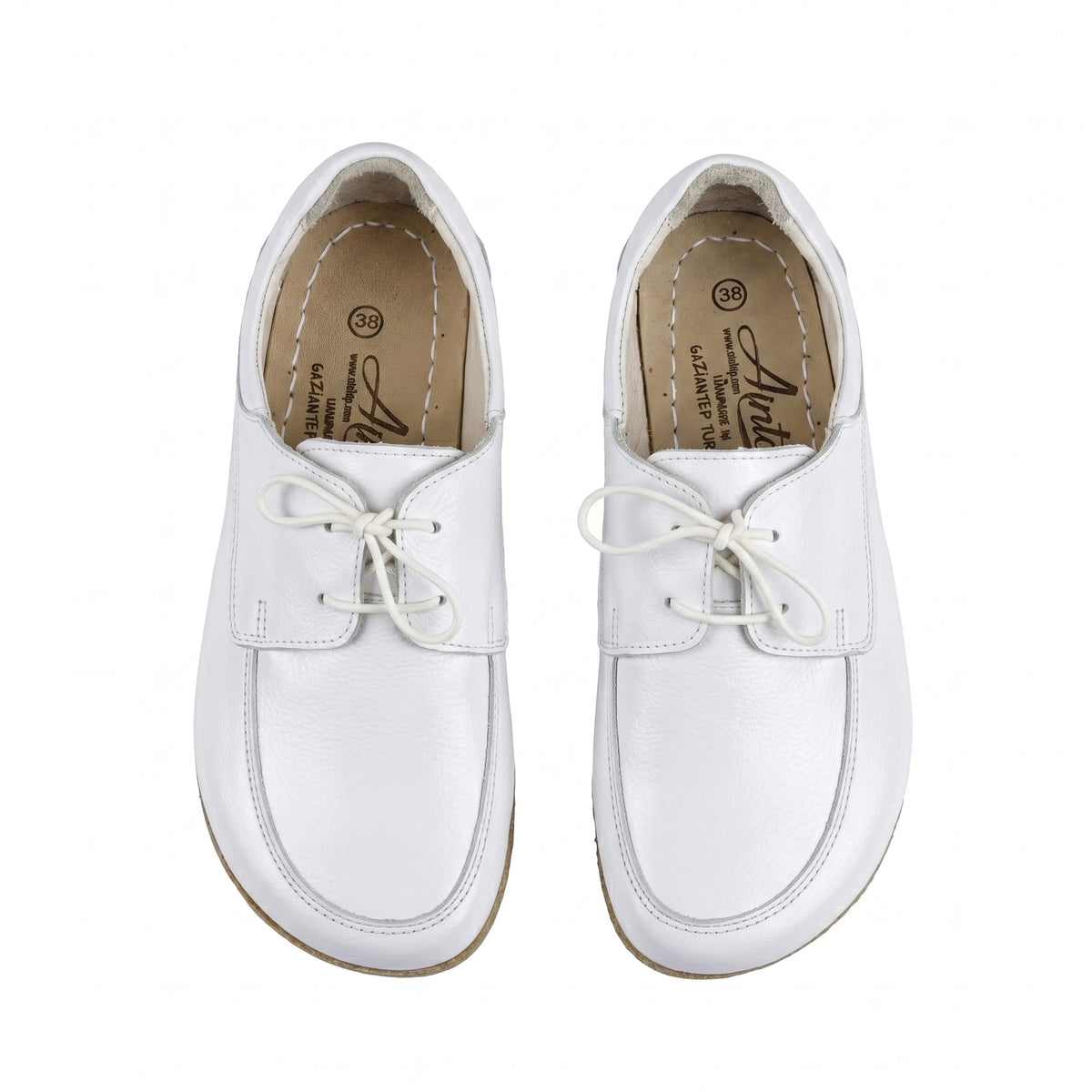 Smooth Barefoot Laces Penny Loafer Shoes – Classic Sole — Leather Sole – White