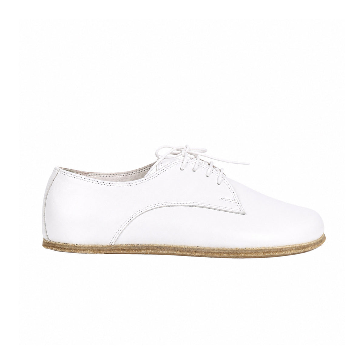 Smooth Barefoot Oxford Shoes – Classic Sole — Leather Sole – White