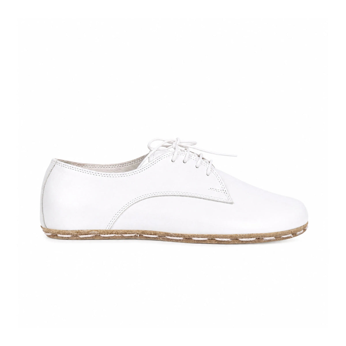 Smooth Barefoot Oxford Shoes — Leather Sole – White