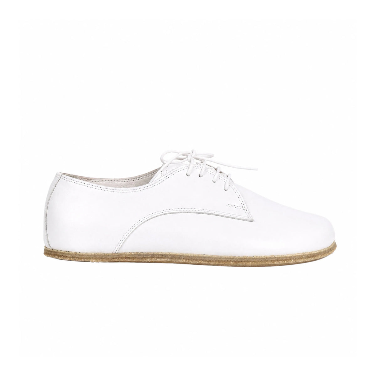 Smooth Barefoot Oxford Shoes – Classic Sole — Leather Sole – White-black
