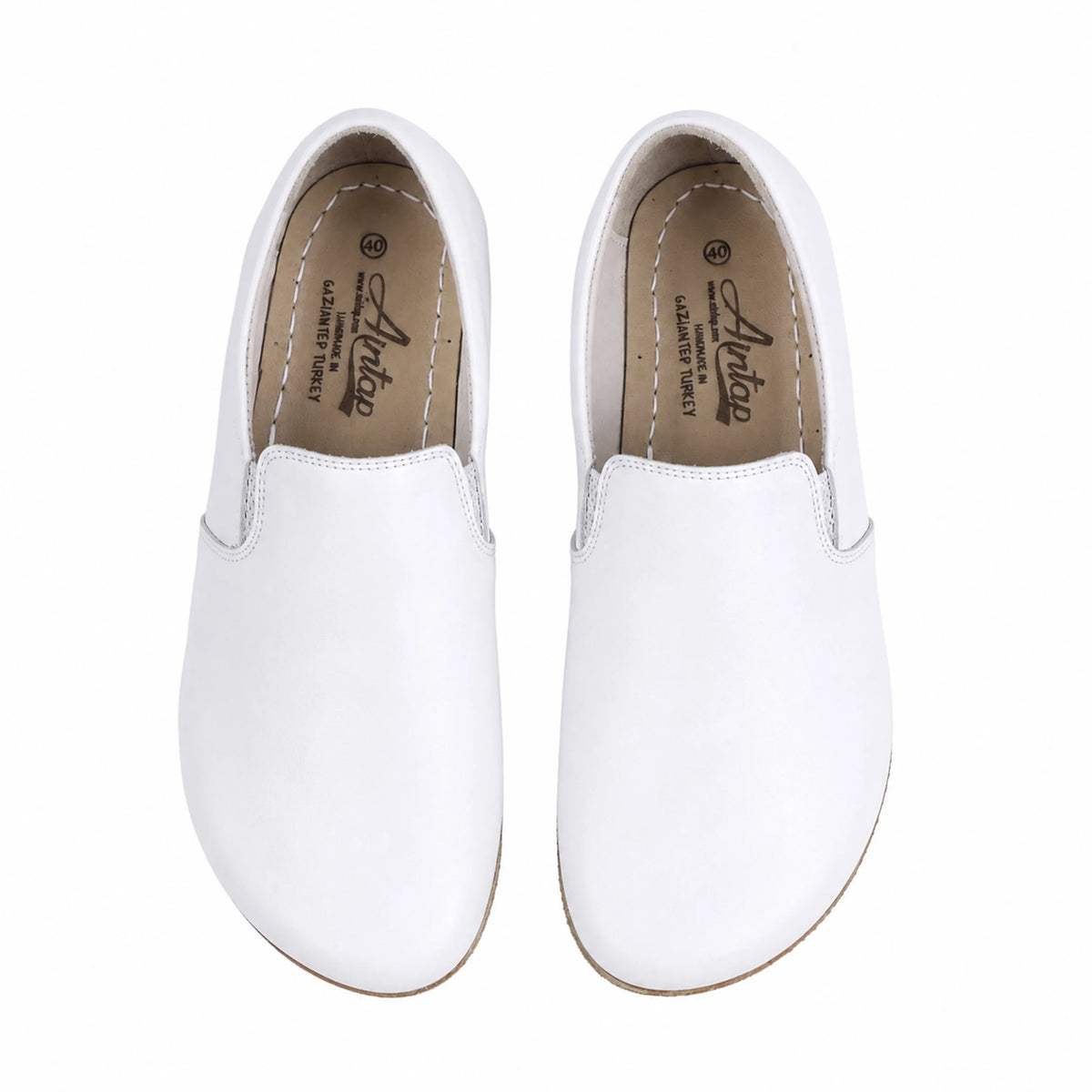 Smooth Barefoot Slip-On Shoes – Classic Sole — Leather Sole – White