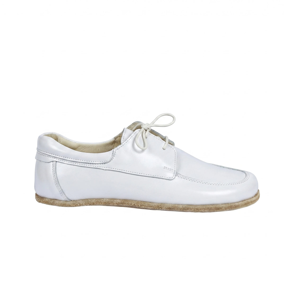 Smooth Barefoot Laces Penny Loafer Shoes – Classic Sole — Leather Sole – White