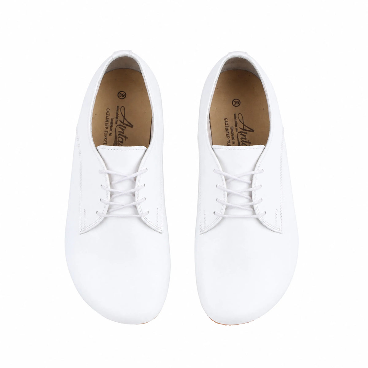 Smooth Barefoot Oxford Shoes – Classic Sole — Leather Sole – White