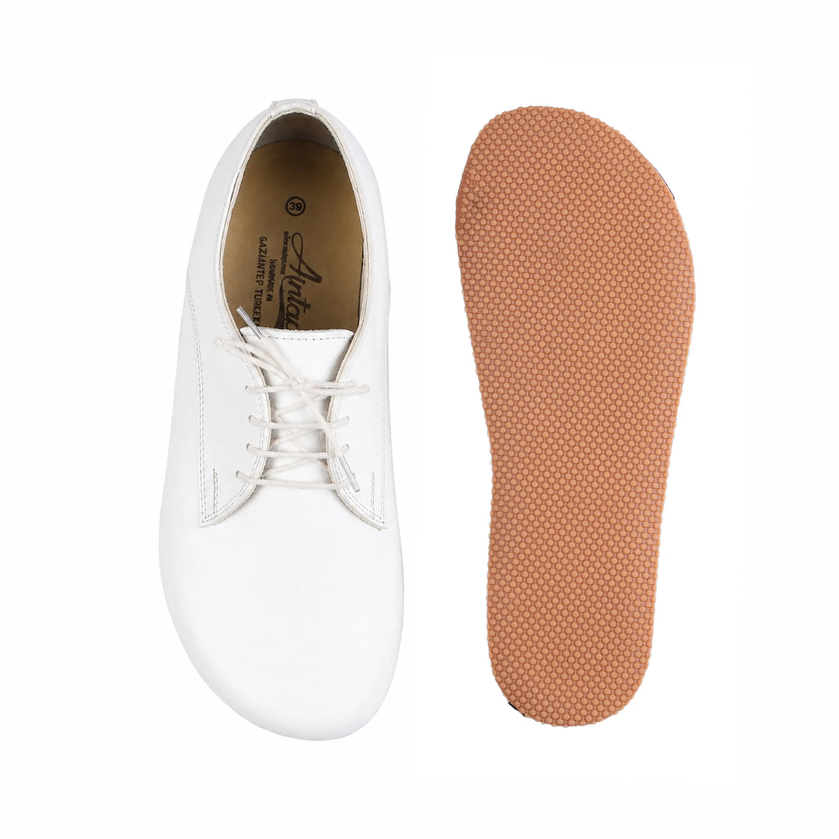 Smooth Barefoot Oxford Shoes – Rubber Sole – White