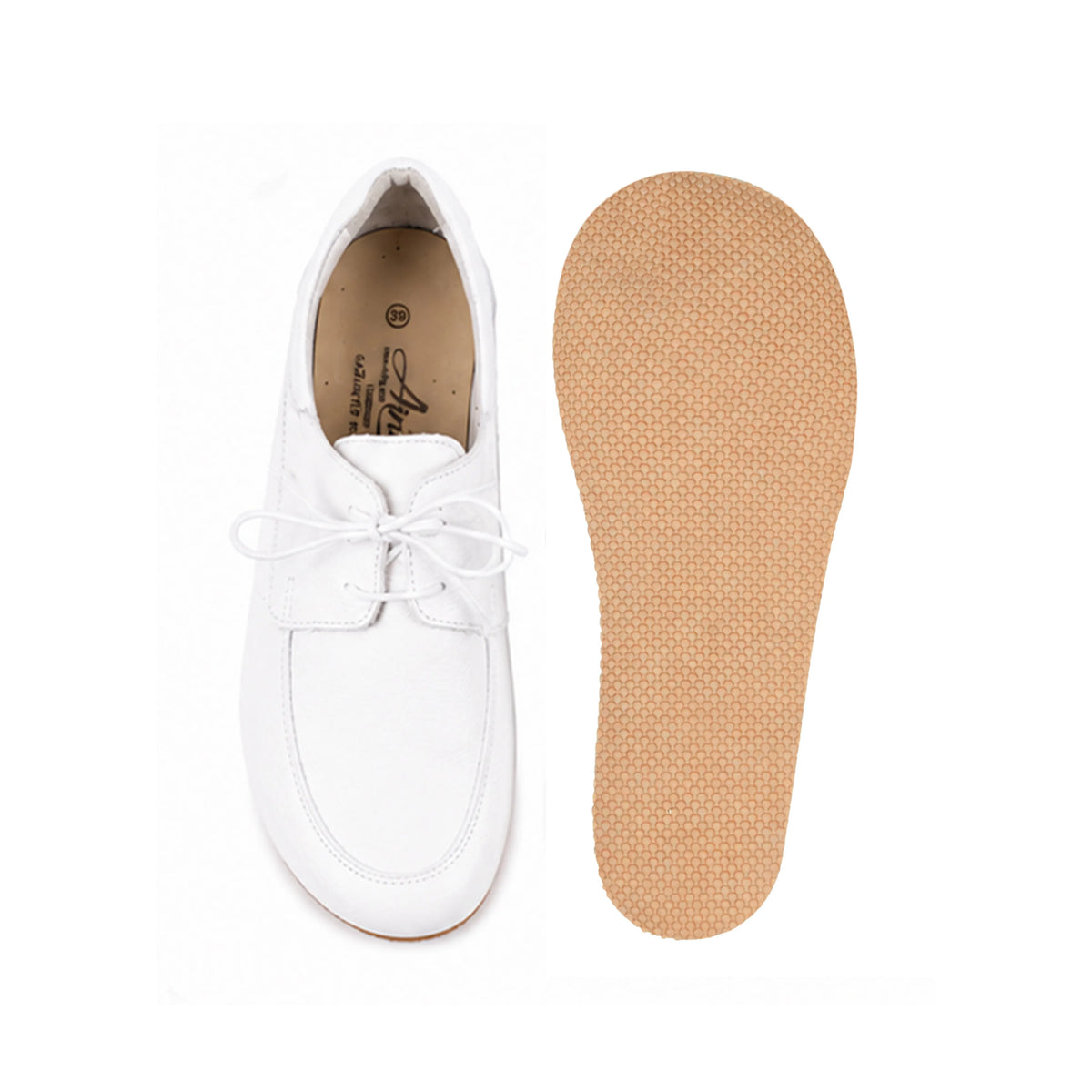 Smooth Barefoot Laces Penny Loafer Shoes – Rubber Sole – White