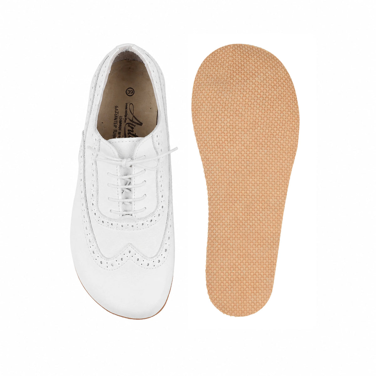 Smooth Barefoot Moccasin Shoes – Rubber Sole – White