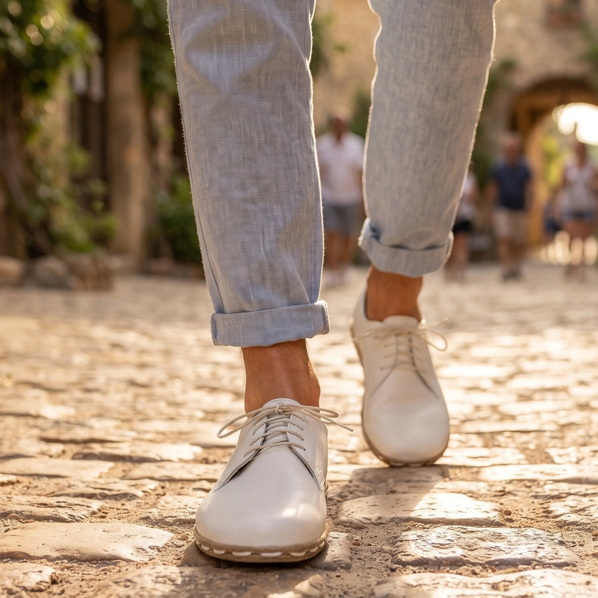 Smooth Barefoot Oxford Shoes — Leather Sole – White