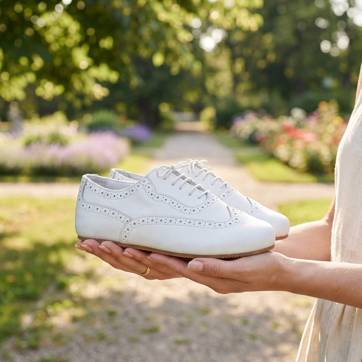 Smooth Barefoot Moccasin Shoes – Rubber Sole – White