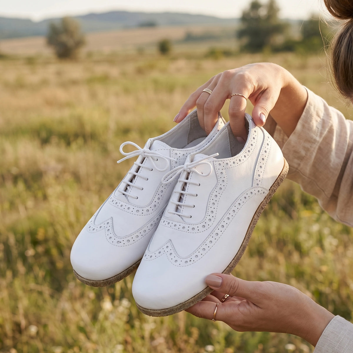 Smooth Barefoot Moccasin Shoes – Classic Sole — Leather Sole – White