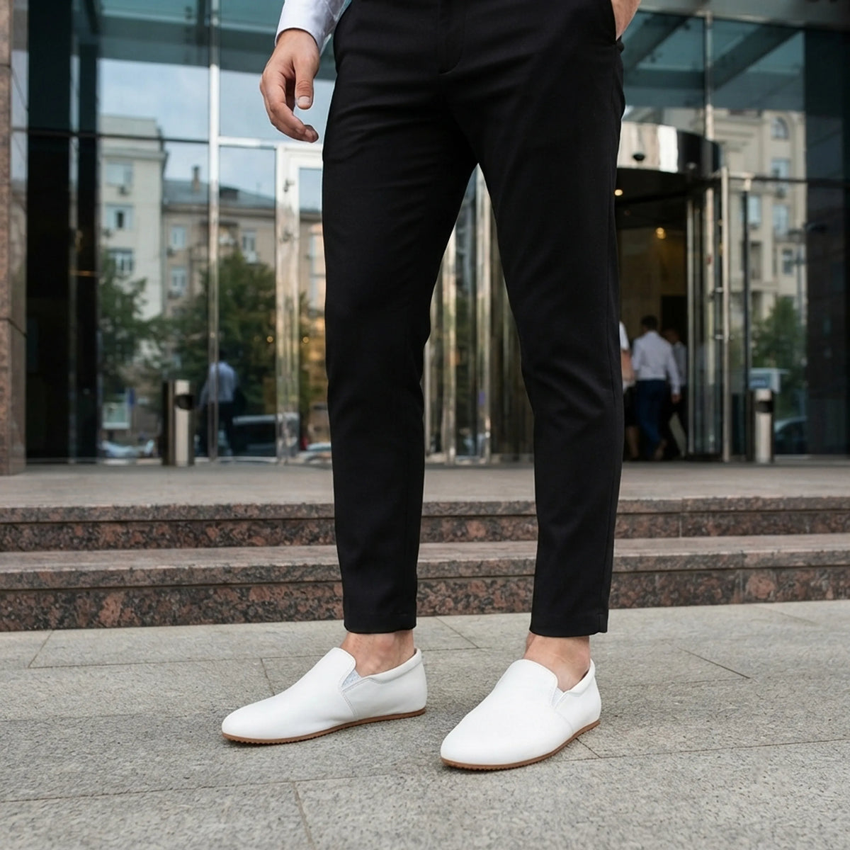 Smooth Barefoot Slip-On Shoes – Rubber Sole – White
