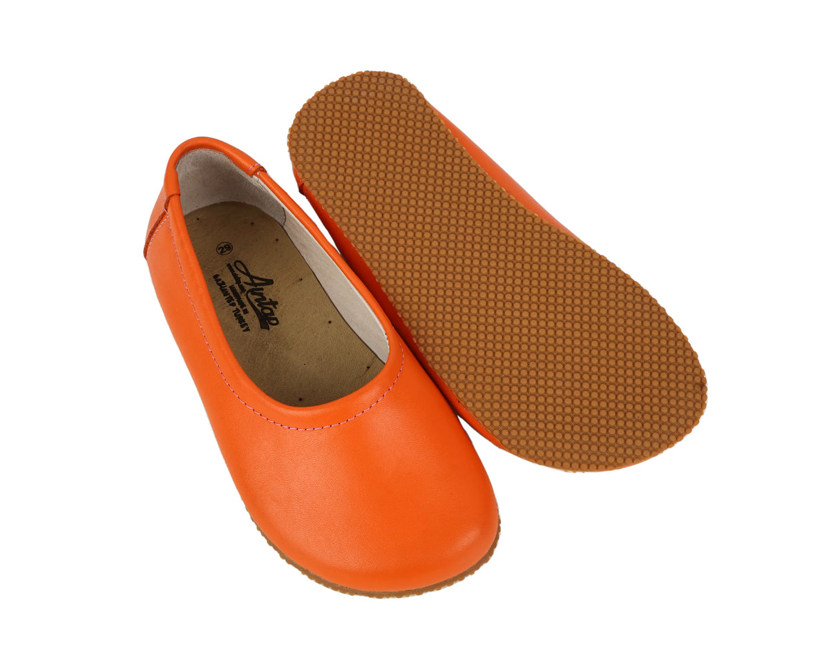 Smooth Barefoot Ballet Shoes – Rubber Sole – Orange