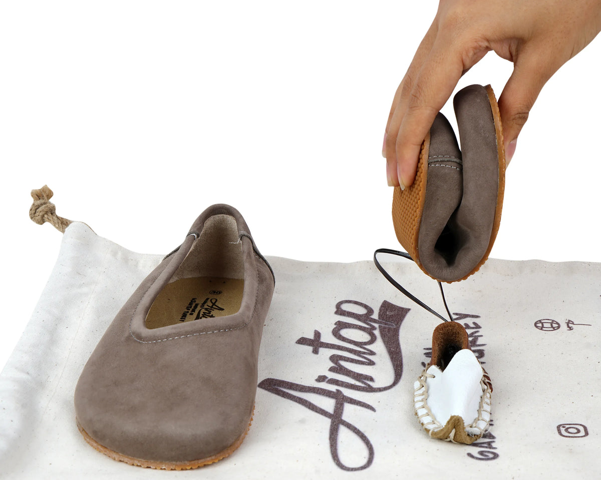 Nubuck Barefoot Ballet Shoes – Rubber Sole – Smoked