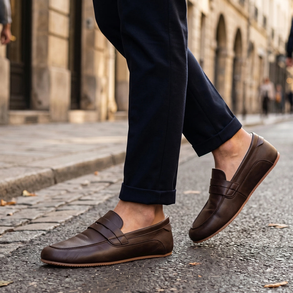 Smooth Barefoot Penny Loafer Shoes – Rubber Sole – Burgundy