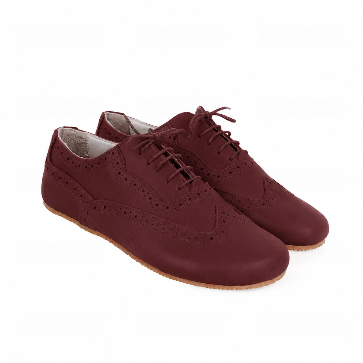 Smooth Barefoot Moccasin Shoes – Rubber Sole – Burgundy
