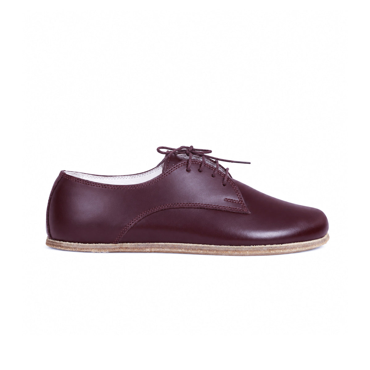 Smooth Barefoot Oxford Shoes – Classic Sole — Leather Sole – Burgundy