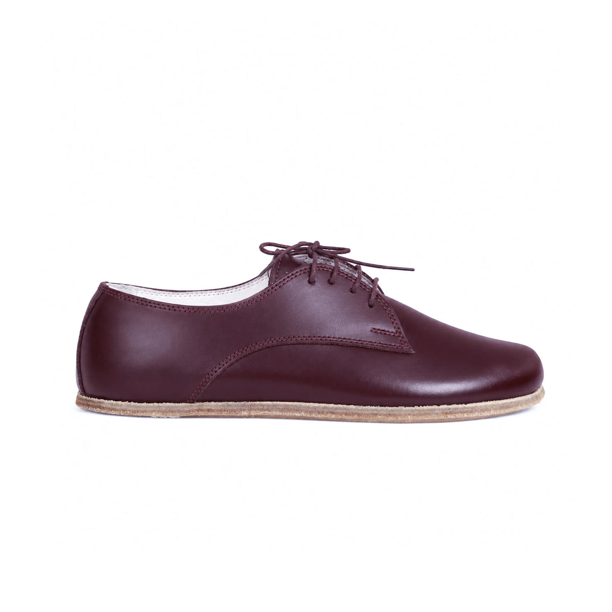 Smooth Barefoot Oxford Shoes — Leather Sole – Burgundy