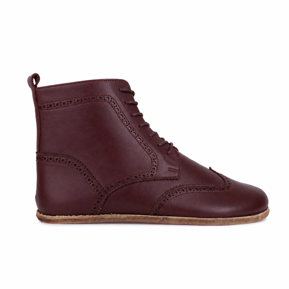 Smooth Barefoot Moccasin Boots Shoes – Classic Sole — Leather Sole – Burgundy