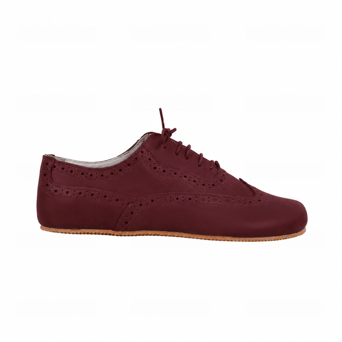 Smooth Barefoot Moccasin Shoes – Rubber Sole – Burgundy