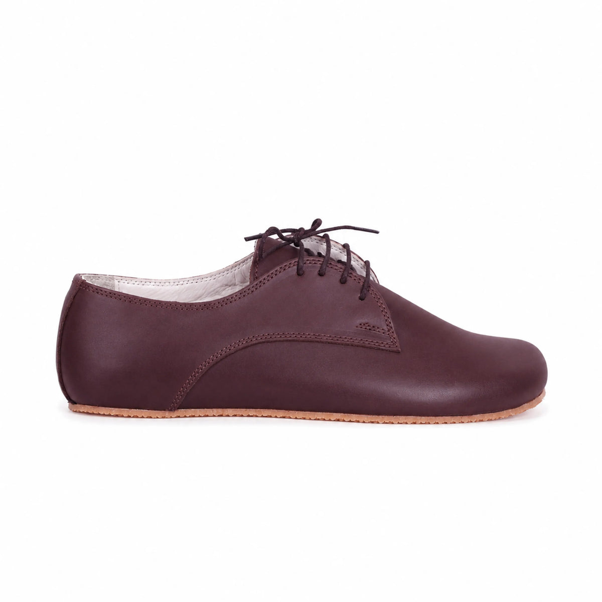 Smooth Barefoot Oxford Shoes – Rubber Sole – Burgundy