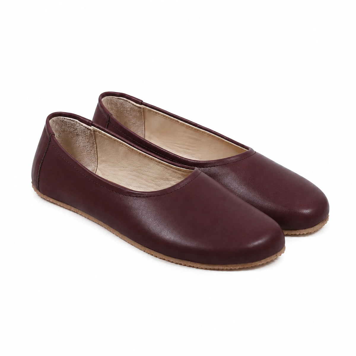 Smooth Barefoot Ballet Shoes – Rubber Sole – Burgundy