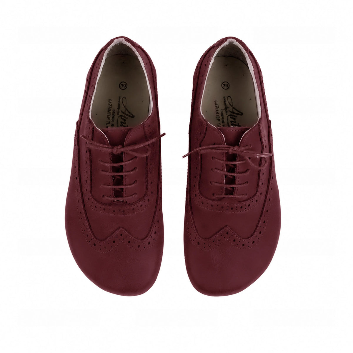 Smooth Barefoot Moccasin Shoes – Rubber Sole – Burgundy