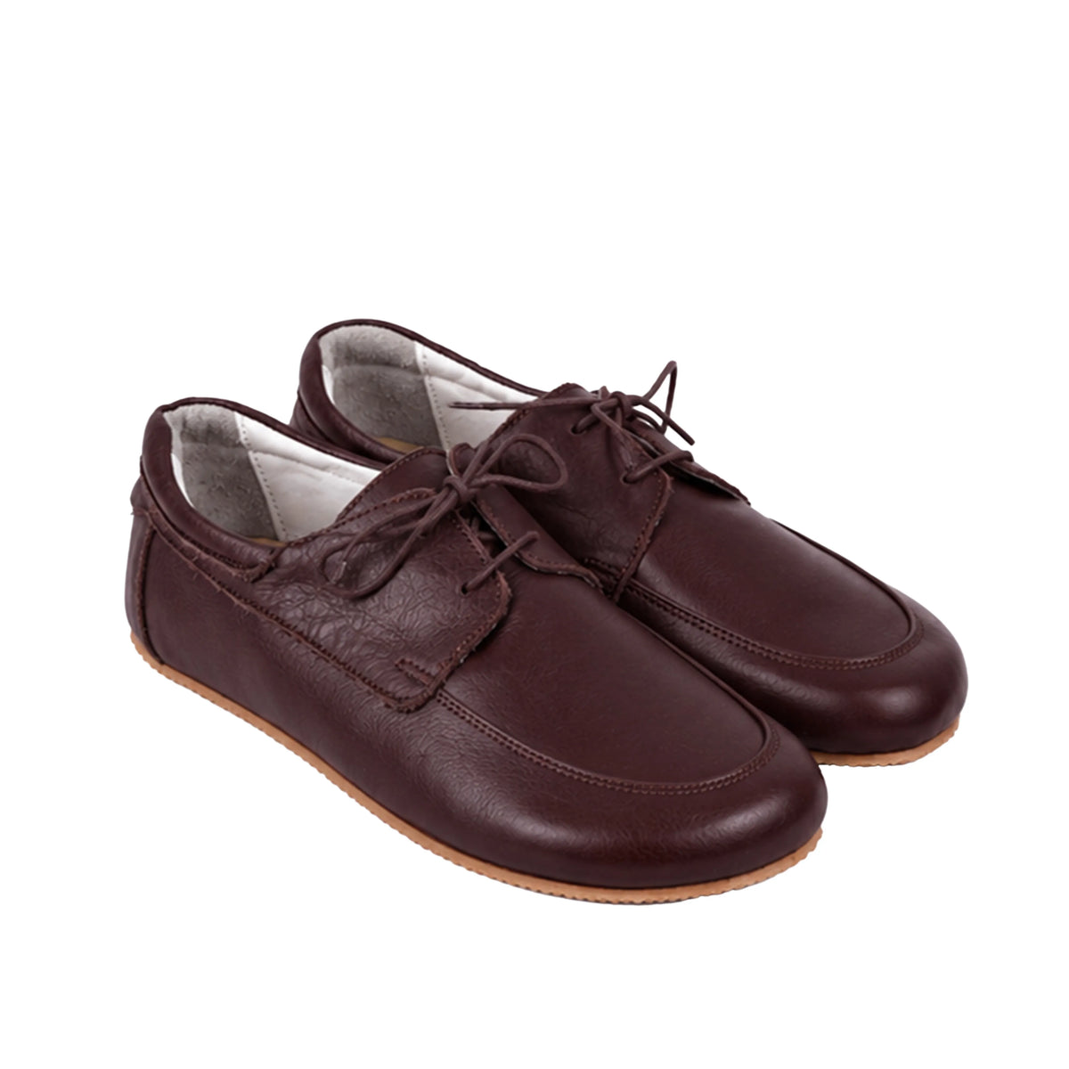 Smooth Barefoot Laces Penny Loafer Shoes – Rubber Sole – Burgundy