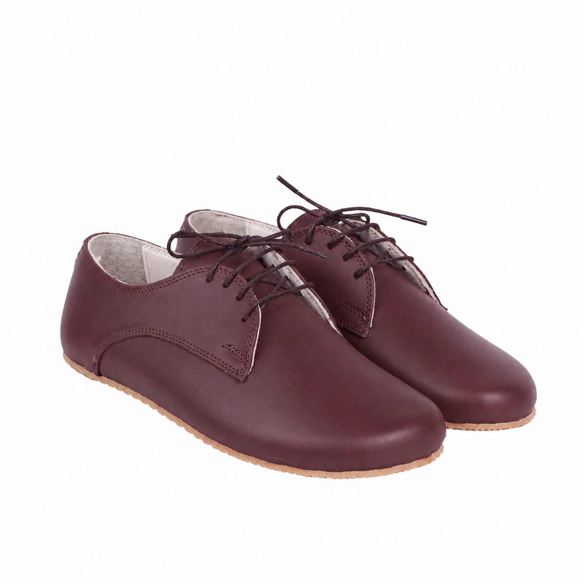 Smooth Barefoot Oxford Shoes – Rubber Sole – Burgundy