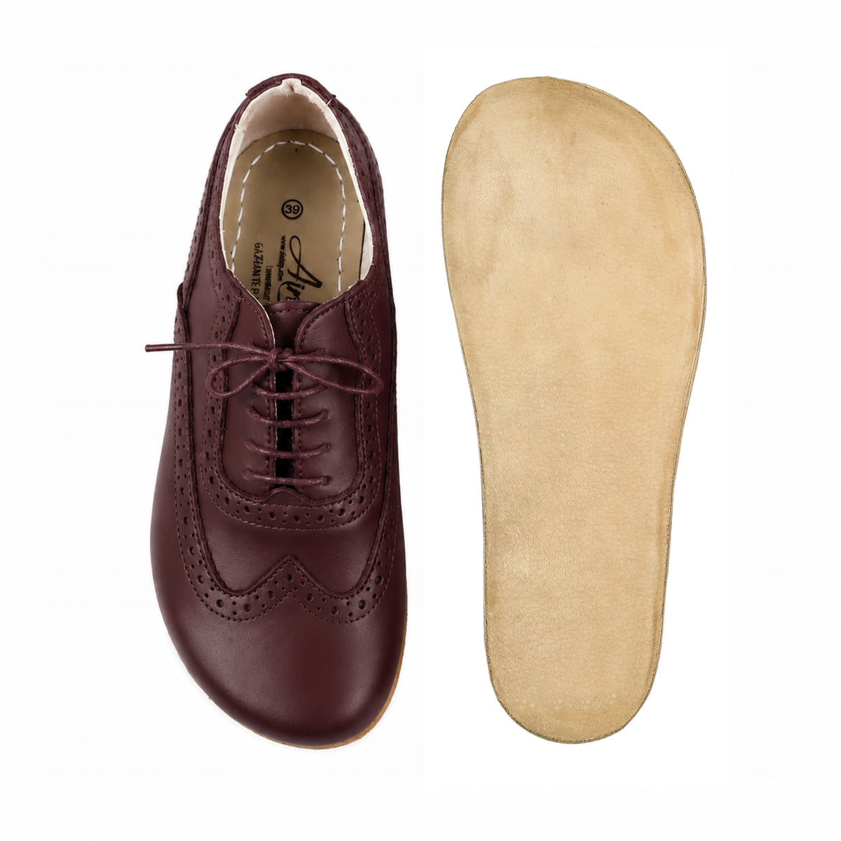 Smooth Barefoot Moccasin Shoes – Classic Sole — Leather Sole – Burgundy