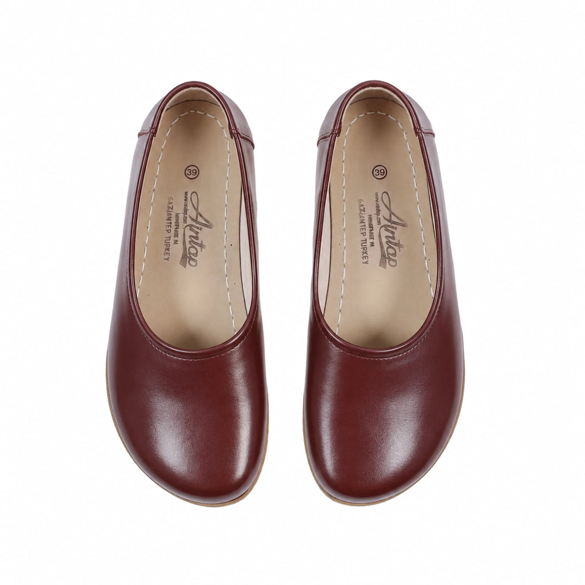 Smooth Barefoot Ballet Shoes – Classic Sole — Leather Sole – Burgundy