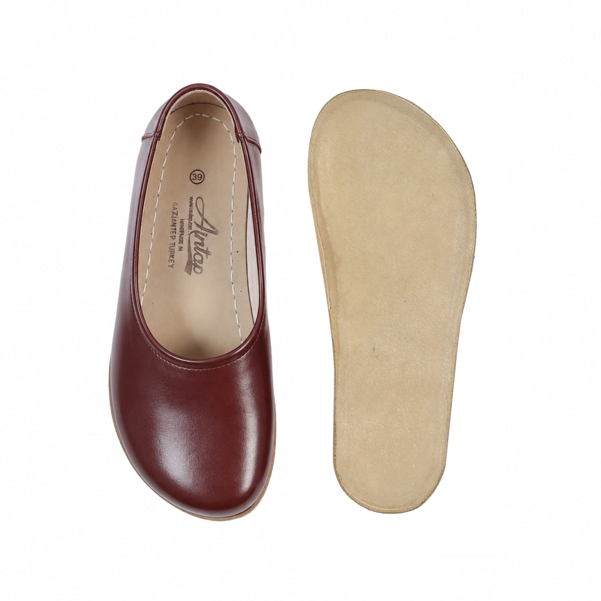 Smooth Barefoot Ballet Shoes – Classic Sole — Leather Sole – Burgundy