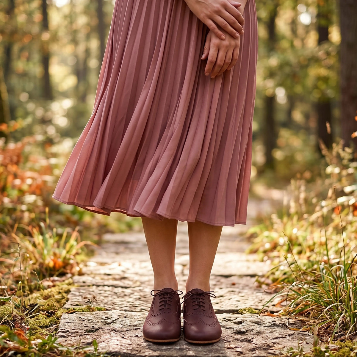 Smooth Barefoot Moccasin Shoes – Rubber Sole – Burgundy