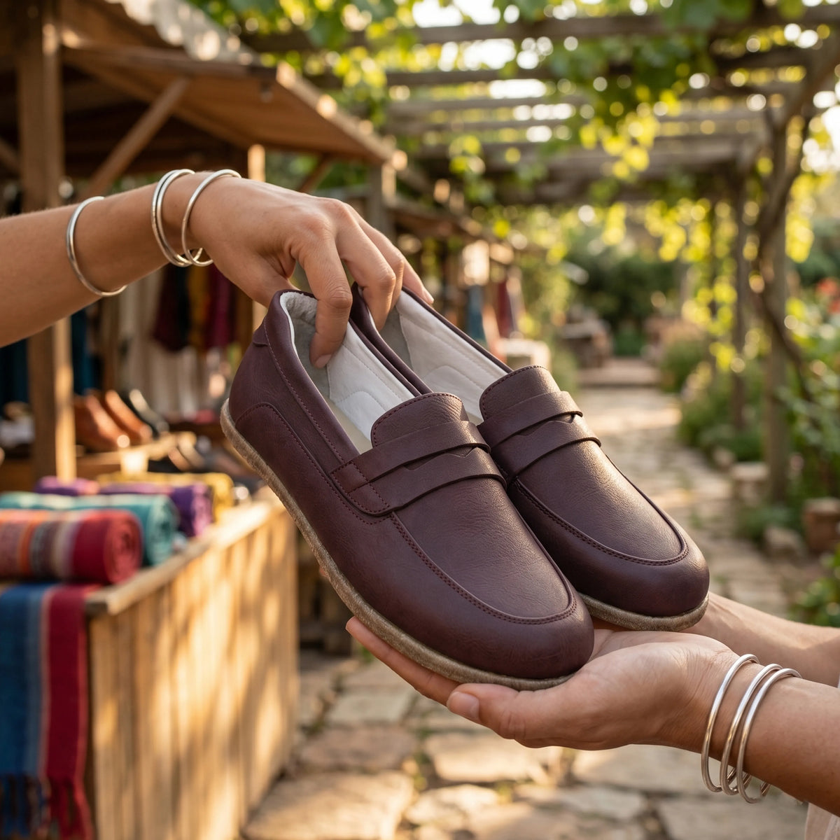 Smooth Barefoot Penny Loafer Shoes – Classic Sole — Leather Sole – Burgundy