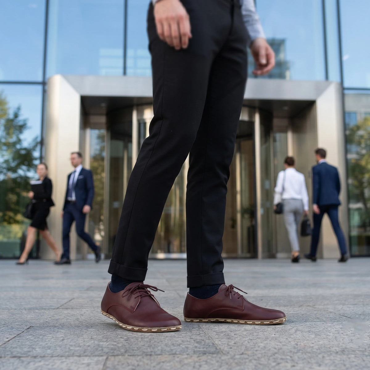 Smooth Barefoot Oxford Shoes — Leather Sole – Burgundy