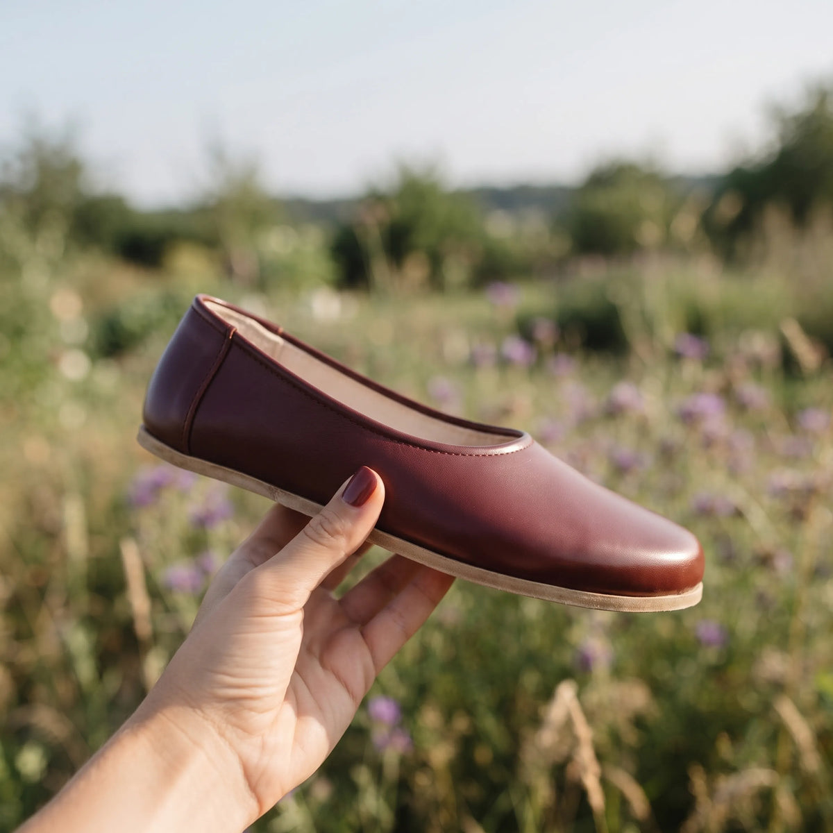 Smooth Barefoot Ballet Shoes – Classic Sole — Leather Sole – Burgundy