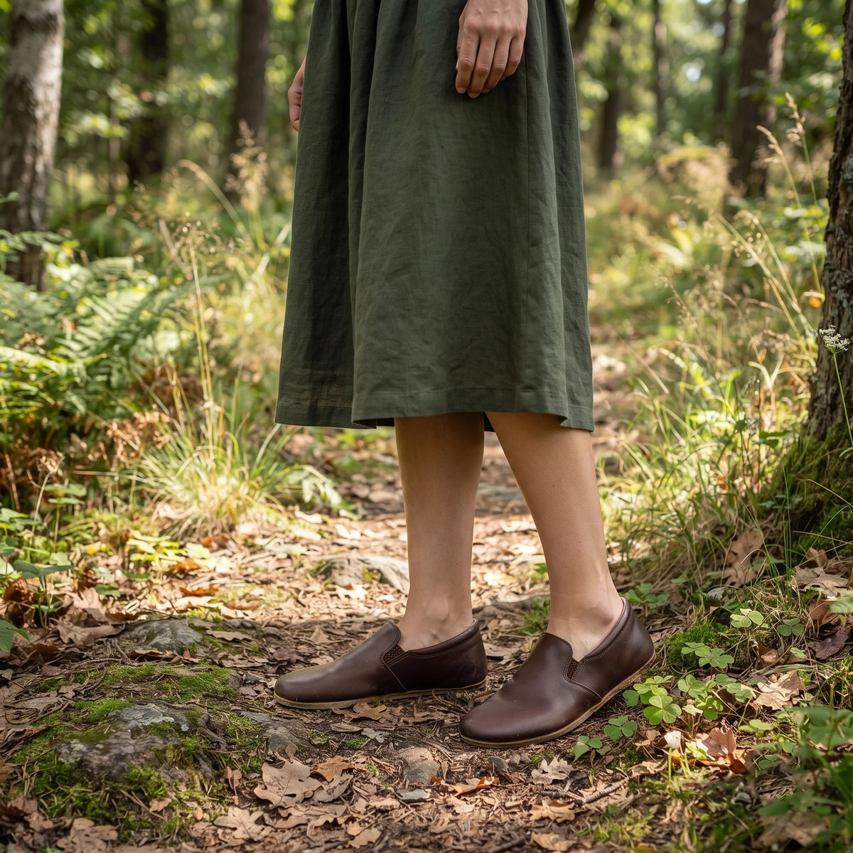 Smooth Barefoot Slip-On Shoes – Classic Sole — Leather Sole – Burgundy