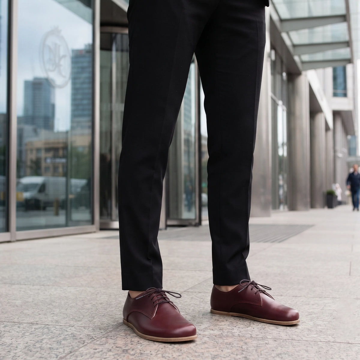 Smooth Barefoot Oxford Shoes — Leather Sole – Burgundy