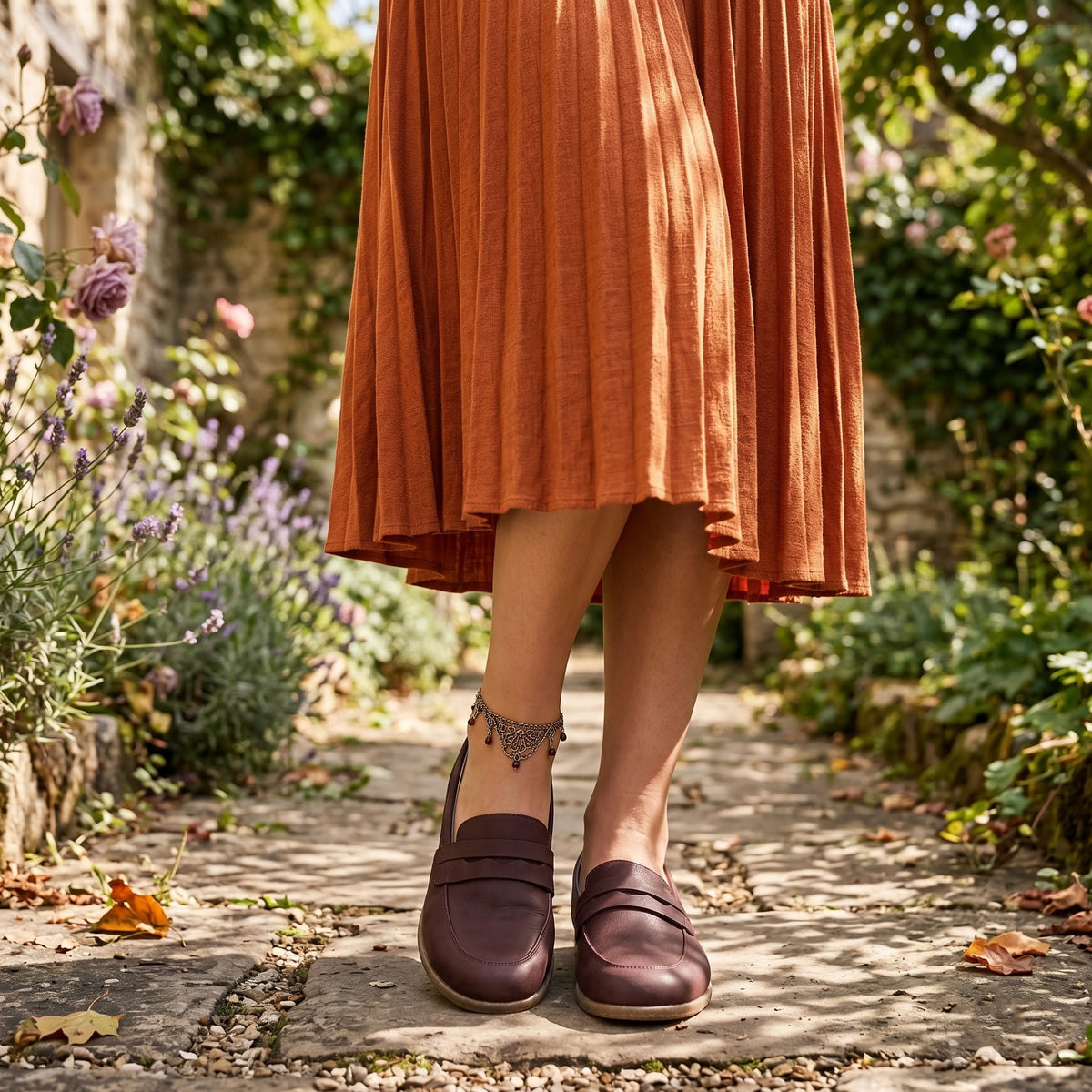 Smooth Barefoot Penny Loafer Shoes – Classic Sole — Leather Sole – Burgundy