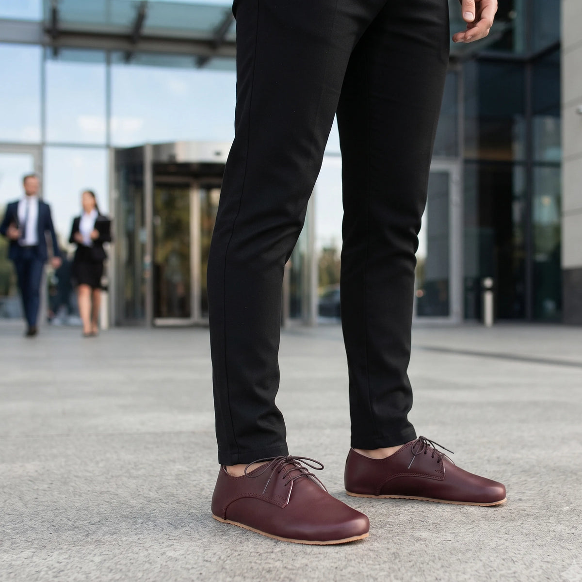 Smooth Barefoot Oxford Shoes – Rubber Sole – Burgundy