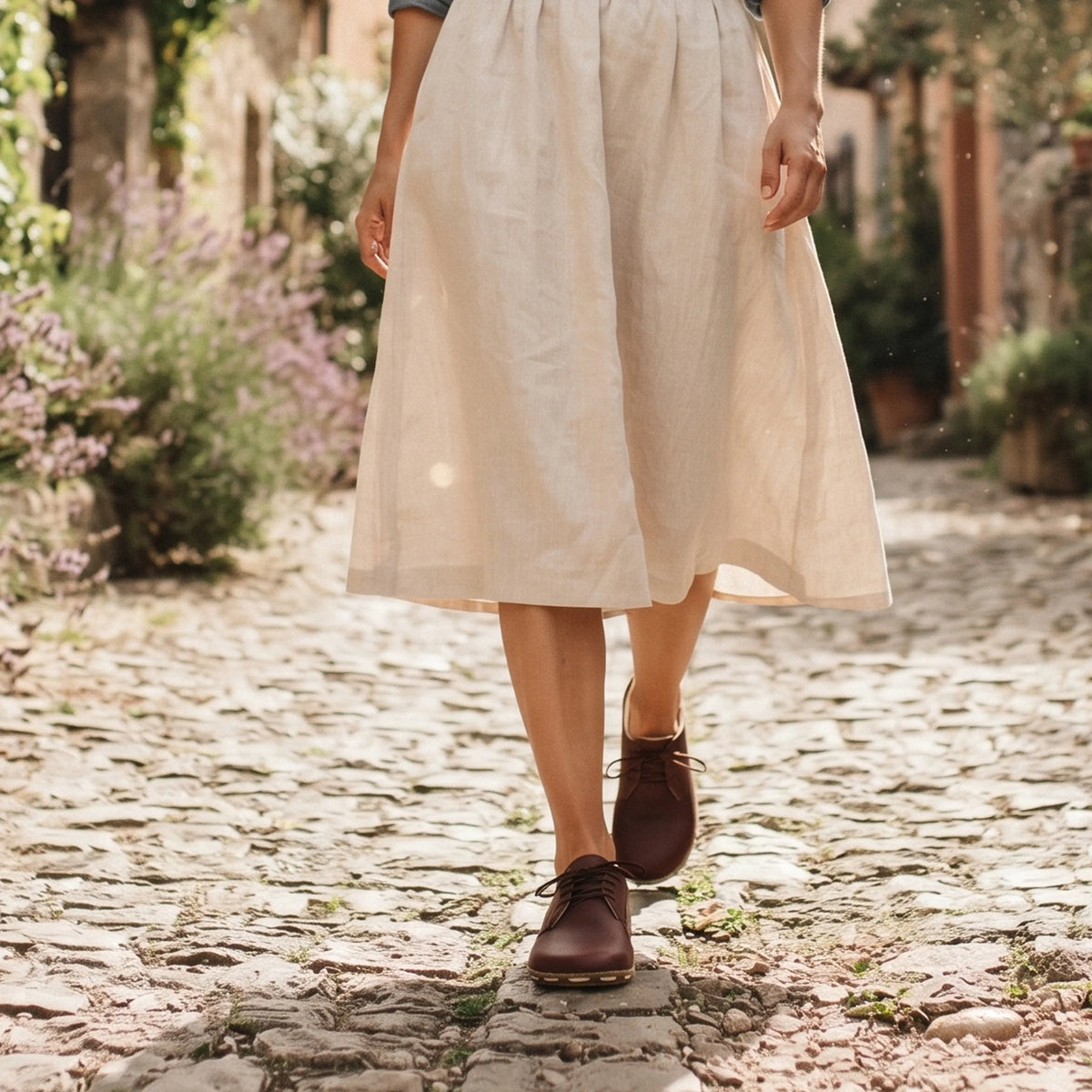 Smooth Barefoot Oxford Shoes — Leather Sole – Burgundy