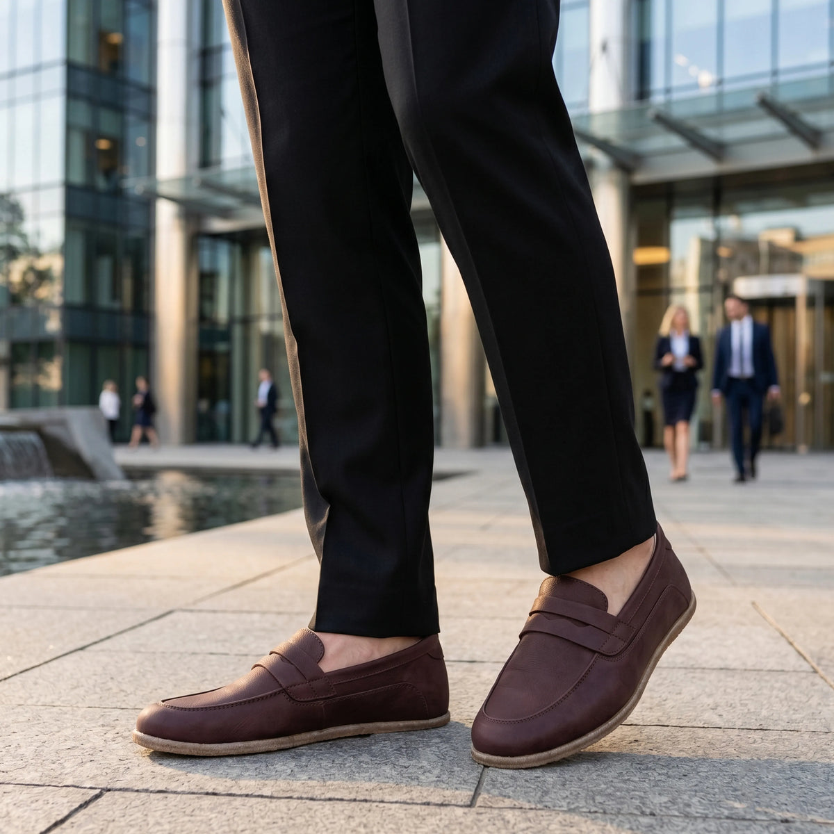 Smooth Barefoot Penny Loafer Shoes – Classic Sole — Leather Sole – Burgundy