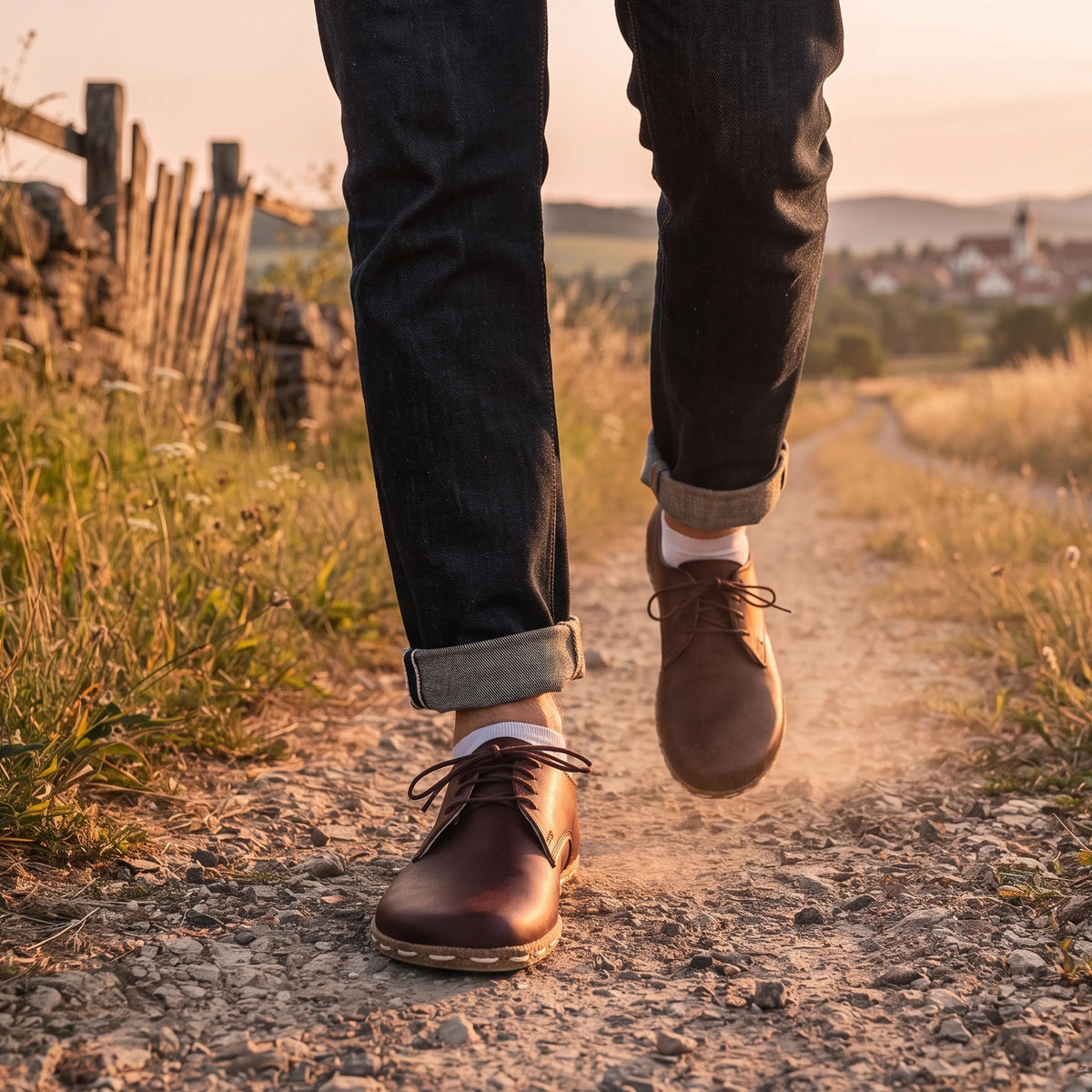 Smooth Barefoot Oxford Shoes — Leather Sole – Burgundy
