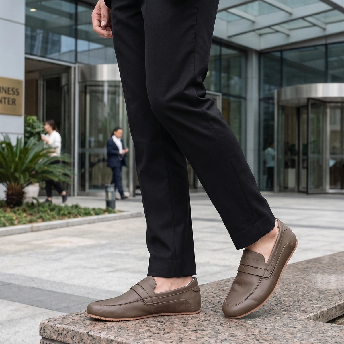 Crazy Barefoot Penny Loafer Shoes – Rubber Sole – Beige Bizon