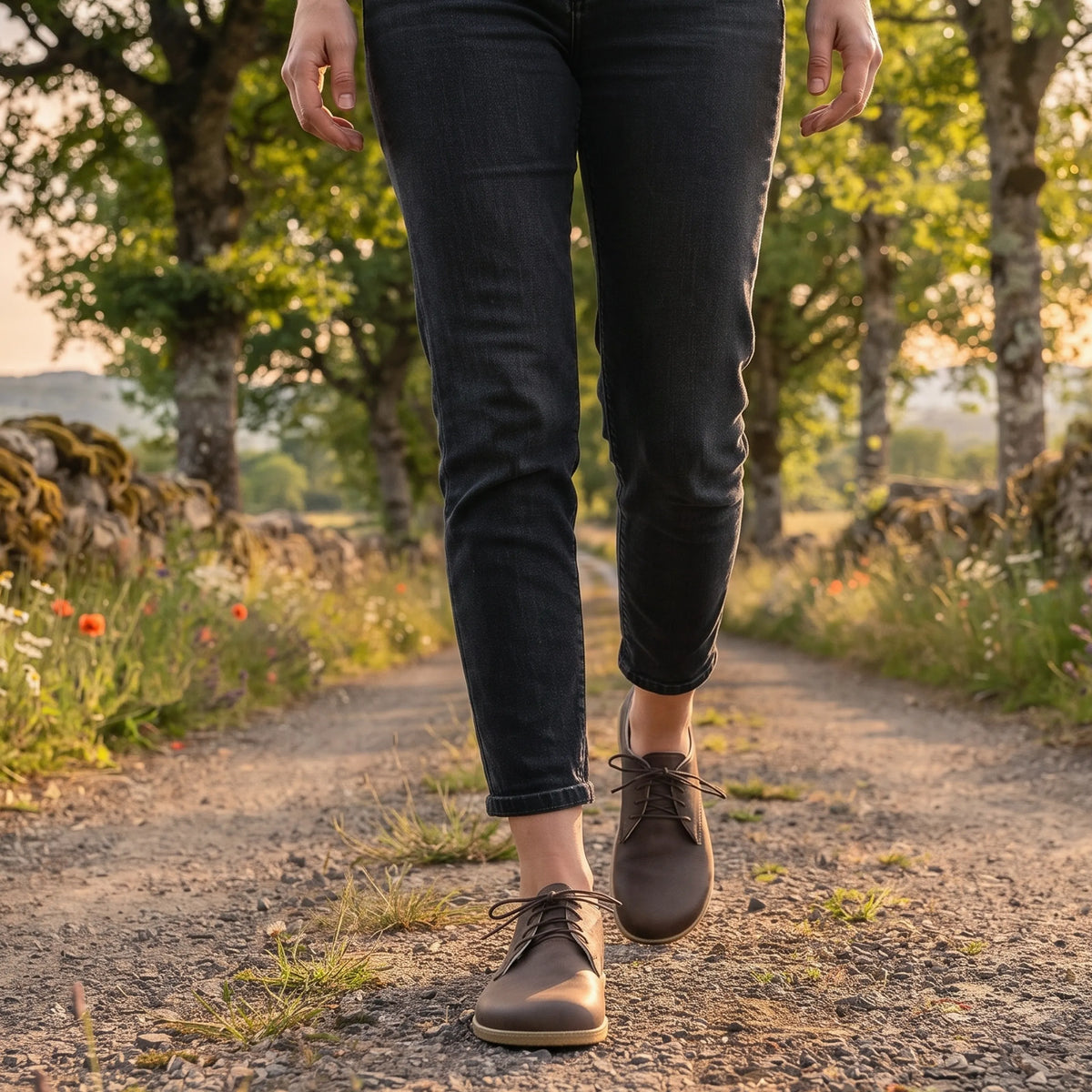Crazy Barefoot Oxford Shoes — Leather Sole – Beige Bizon