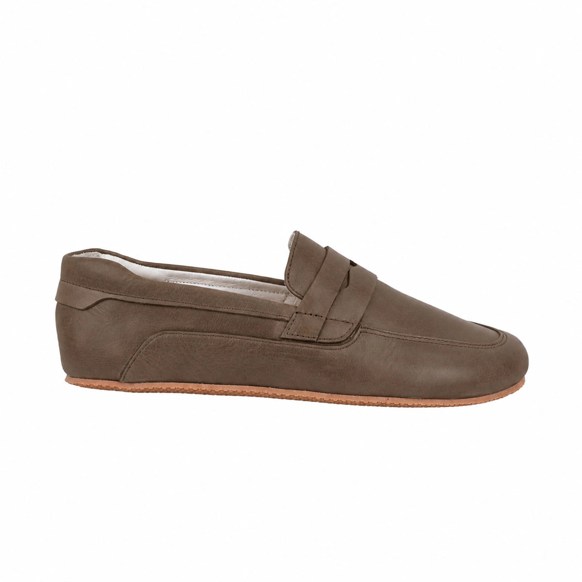 Crazy Barefoot Penny Loafer Shoes – Rubber Sole – Beige Bizon