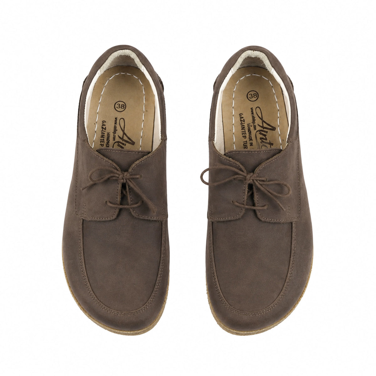 Crazy Barefoot Laces Penny Loafer Shoes – Classic Sole — Leather Sole – Beige Bizon