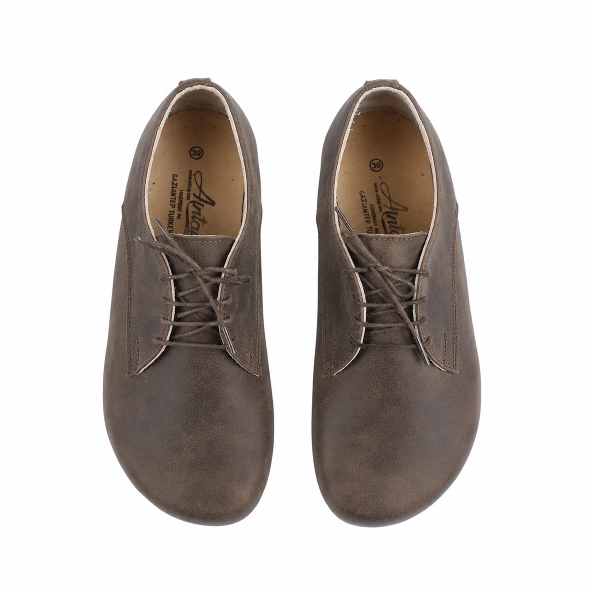 Crazy Barefoot Oxford Shoes – Classic Sole — Leather Sole – Beige Bizon