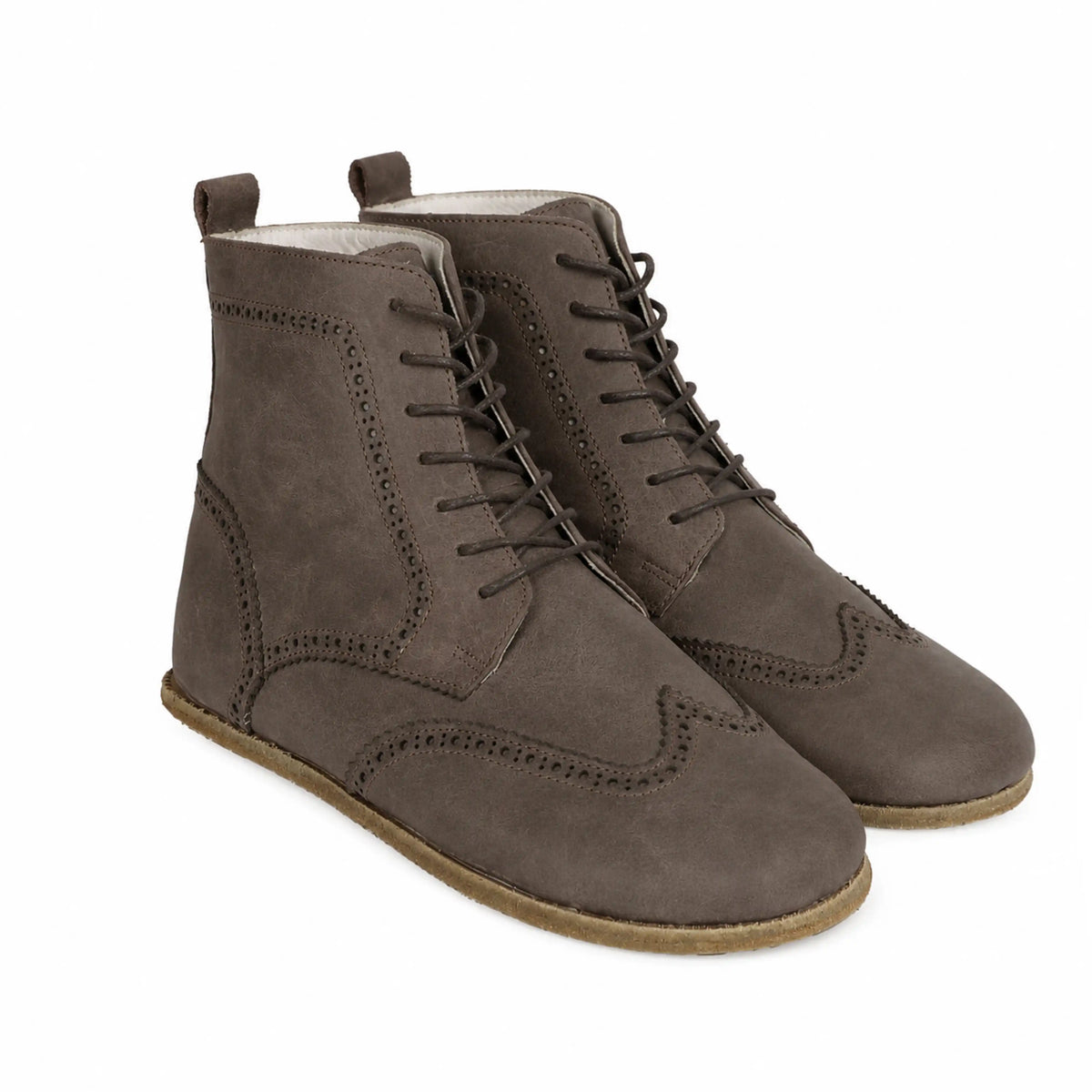 Crazy Barefoot Moccasin Boots Shoes – Classic Sole — Leather Sole – Beige Bizon