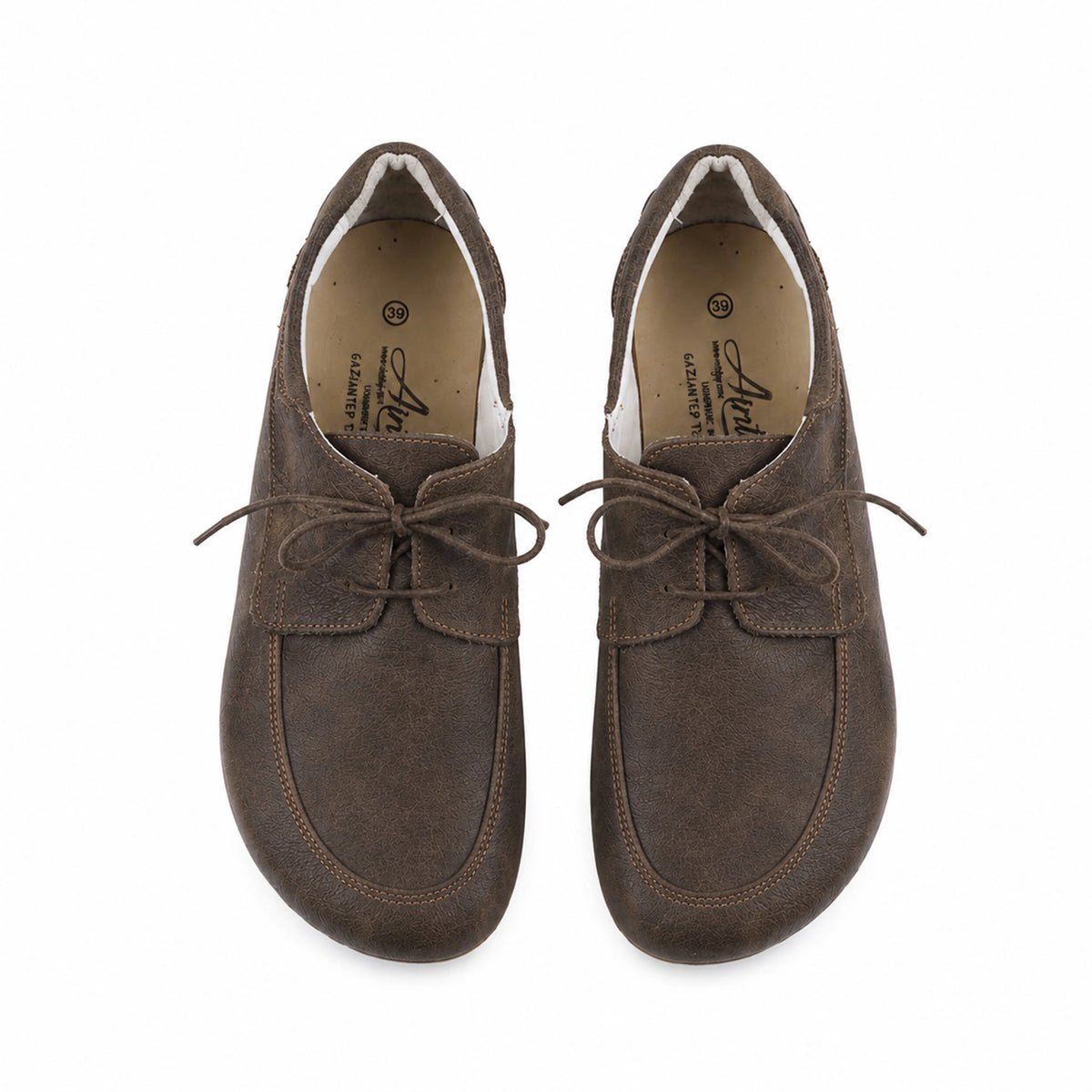 Crazy Barefoot Laces Penny Loafer Shoes – Rubber Sole – Beige Bizon